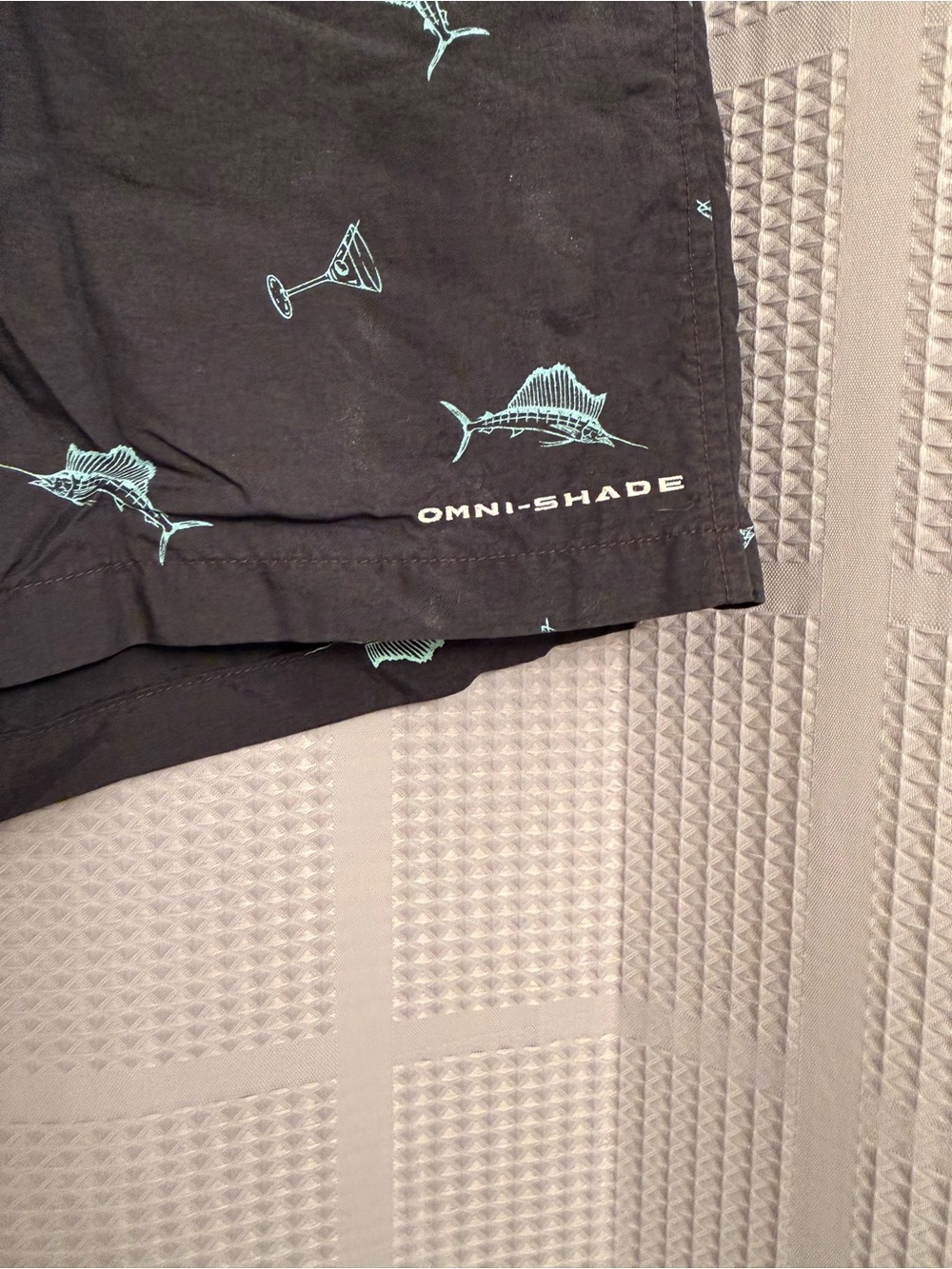 Columbia PFG Black Swim Trunks with Marlin Fish & Martini Cocktail Print - Picture 4 of 10